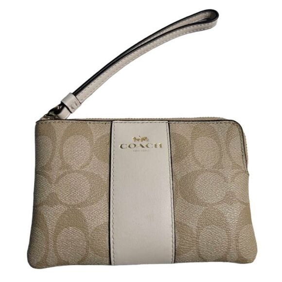 2912 Coach F58035 Signature‎ Leather Wristlet